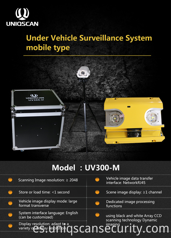 Impermeable debajo del sistema de vigilancia del vehículo Uvss Tipo móvil Imágenes dinámicas UV300-M